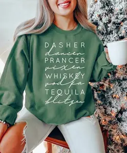 Dasher Dancer Prancer Vixen Moscato Vodka Tequila Blitzen Shirt, Christmas Party Shirt, Christmas Gift, 2023 Gift, Drinking Christmas Shirt