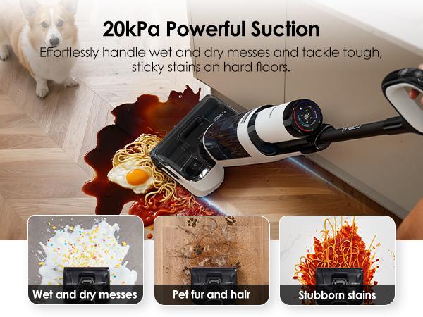 Tineco Floor ONE STRETCH S6 Wet Dry Vacuum Cleaner, 180°Lay-flat, 5.1 inch Compact Design,158℉ Flashdry Self-Cleaning in 5min, Long Runtime, Dual-Sided Edge Cleaning, Enhanced Cleaning Flexibility