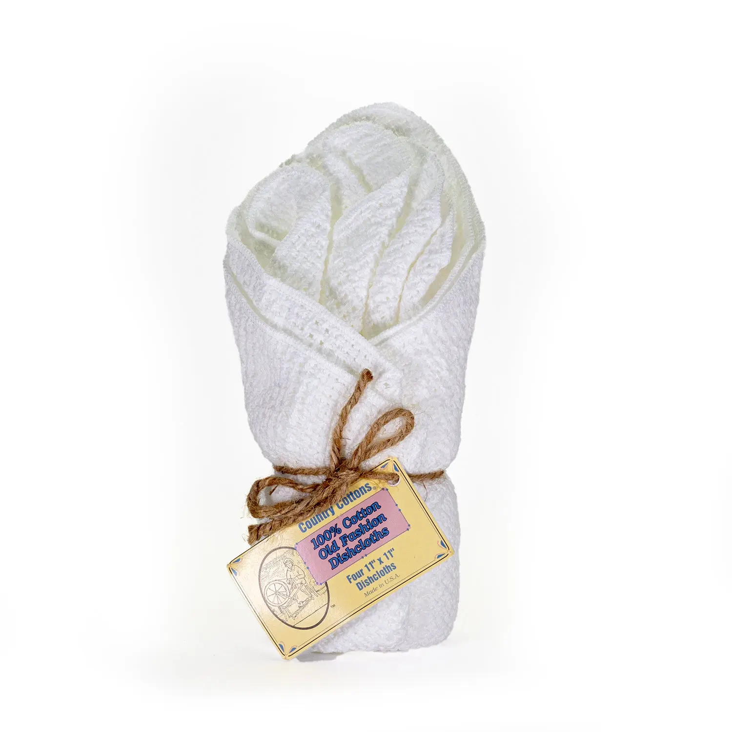 100% Cotton Old Fashion Dishcloths | Set of 4: 4 White