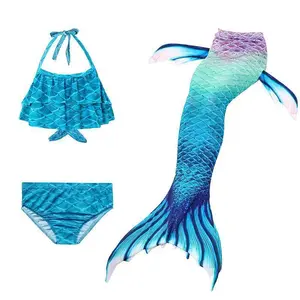 Mermaid Tail Swimsuit Set for Girls – 3PCS Sparkly Mermaid Costume Bikini Bathing Suit with Swimmable Tail for Pool, Beach, Dress-Up & Hot Spring – Cute Summer Swimwear Gift for Kids Ages 3-12 Mermaidtail