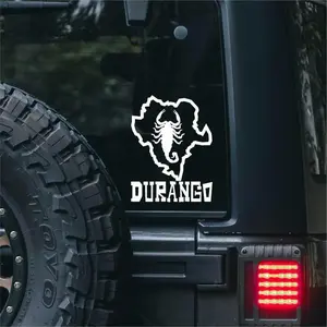 J.E.Products 7in Durango White Vinyl Sticker for Trucks, Cars, laptops, & More.