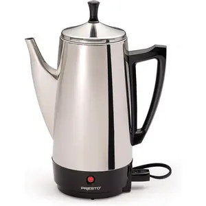 Presto Stainless-Steel Electric Coffee Percolator, 12-Cups, Silver