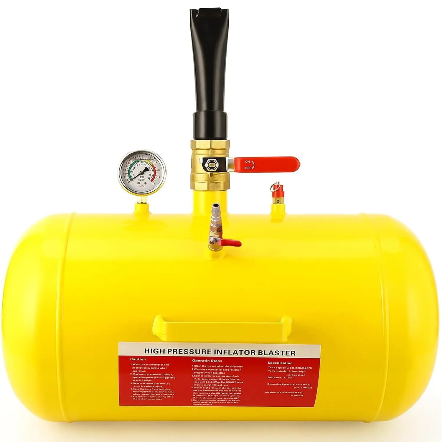 Bead Blaster - 10 Gallon Tire Bead Blaster,85-116PSI Heavy-Duty Air Tank for Car, Truck, ATV, UTV & Motorcycle – with Pressure Gauge,All Steel Structure & Ergonomic Handle