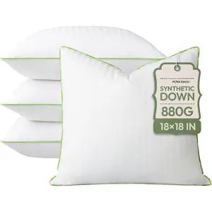 Synthetic Down Pillow Inserts, 18x18 Down Alternative Throw Pillows Insert Sleeping Pillows with   Cover rative Pillow Stuffer for Sofa, Couch Bed(Set of 4, White)