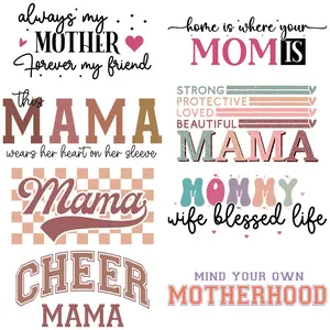 Mother's Day Theme Text Colorful Heart Iron-On Stickers, Heat Transfer Patches for Clothes, Washable Decorative Iron-On Decals, DIY Fashion Accessories