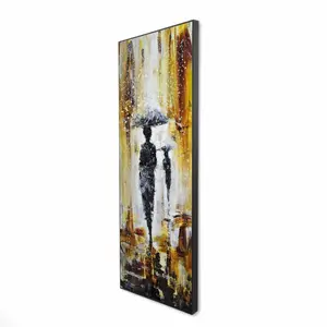 Begin Home Decor 2081-6020-FI4 20 x 60 in. Silhouettes Under The Rain - Yellow Industrial Framed Canvas