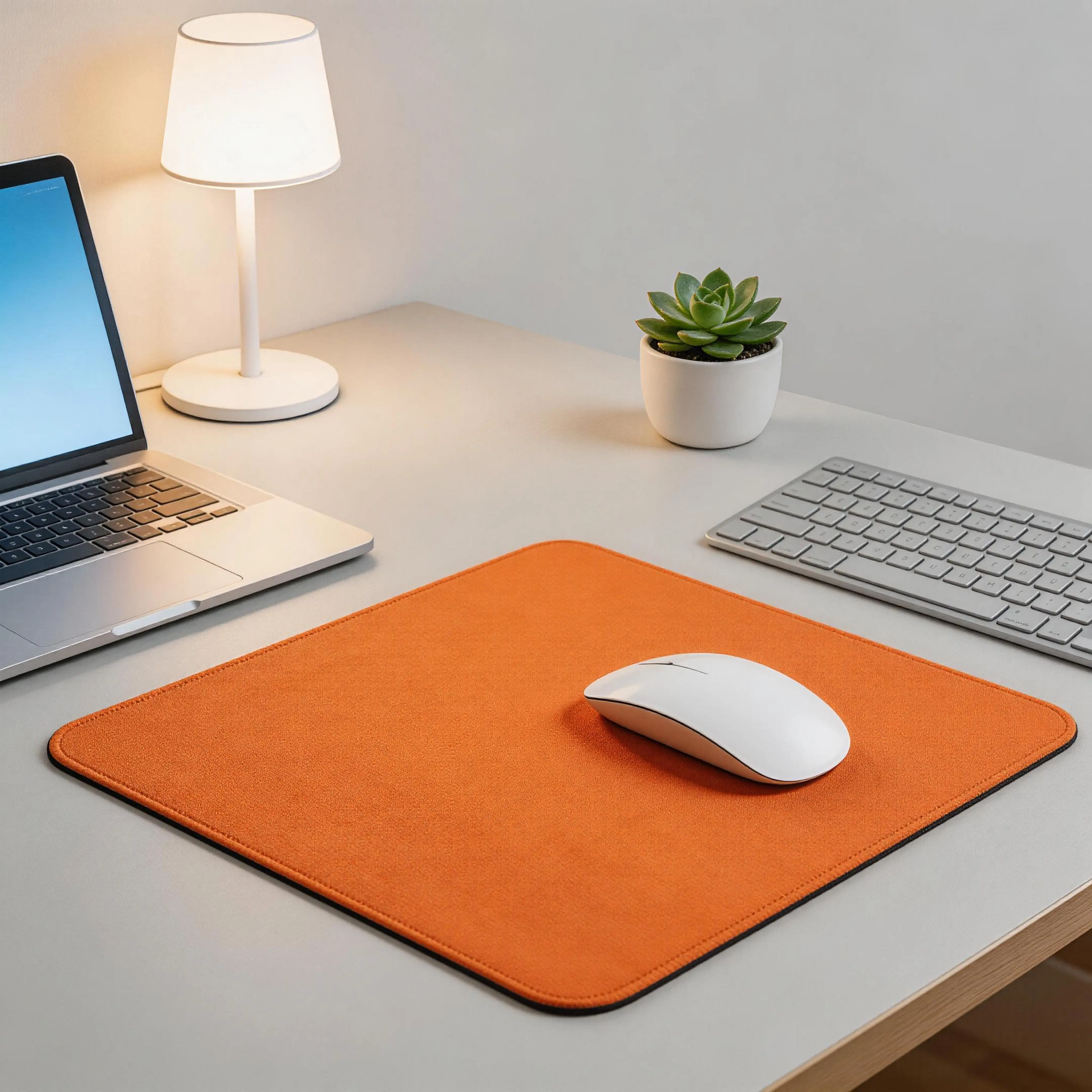 Luxury Extended Rectangular Rubber Mouse Pad Desk Mat - Vibrant Orange Solid Color, Standard Size, Reinforced Stitched Edges, Non-Slip Base, Precise Glide for Office, Casual Gaming, Computers Desk Matt