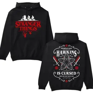 ✨ [Graphic Hoodie]Vintage "People Say Hawkins Is Cursed" Hoodie – Stranger Things Series Shirt, Horror Movie Fan Collection, Perfect Gift for ST Fans, Viral on TikTok, Trendy Fashion Streetwear, Unisex Pullover, Casual Geek Apparel, TV Show Merch