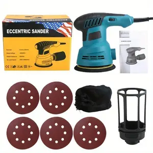 Mini Electric Sander Adjustable Speed Grinder Paint Wall Putty Polishin Tools Woodworking Wood Furniture Flat Sandpaper Machine ,Low Vibration US Plug