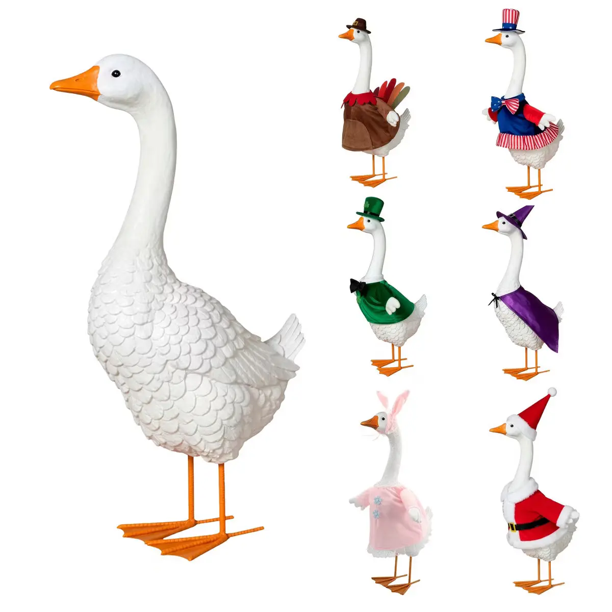 24.21 Inch Resin Porch Goose With Six Changeable Outfits