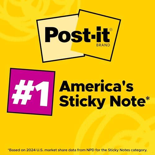Post-it Super Sticky Notes, 24 Sticky Note Pads, 3 x 3 in., School Supplies, Office Products, 2X The Sticking Power, Supernova Neons Collection