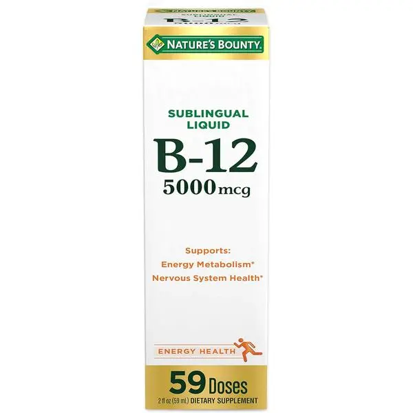 Nature’s Bounty Vitamin B12 5000 mcg Sublingual Liquid, Cardiovascular Health & Cellular Energy Support, 2 Fl Oz (1 Count)