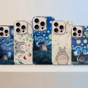 Totoro Starry Night Phone Case, Anime Forest Sky Cover for iPhone X, 11, 12, 13, 14, 15 & more – SS Galaxy S21 to S25 Ultra, Plus with Suction