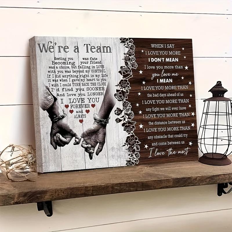 1pcs 30x40cm (11.81x15.75in) Wooden With Frame Couple Canvas, I Love You Couple Gift, Meeting You Was Fate Canvas, Gift For Lover Birthday Anniversary Couple Lover Canvas Decor Ornaments