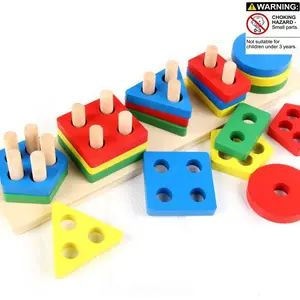 Wooden Shape Sorter Toy, Shape Matching Montessori Toy for Fine Motor Skills & Shape Recognition, Interactive Learning Toy for Home School