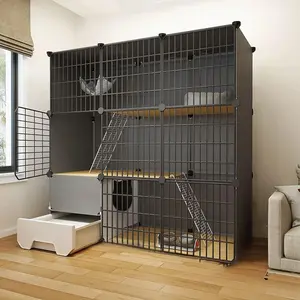 Large Capacity Cat Cage, Durable Pet Cage with Litter Tray, Pet Supplies for Indoor Use, Cat Furniture for Home Living Room Bedroom, Litter Box Enclosure