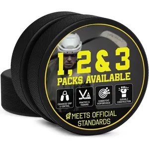 Ice Hockey Pucks 1, 2 or 3 Pack | High Grade Pucks Official Regulation Weight & Size for Practice & Classic Training - 6 oz Diameter 3" Thickness 1" Black Hockey Puck | Roller Hockey