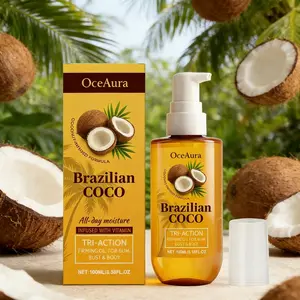 Beach Massage Oil, Moisturizing Gloss Oil, Coconut Oil Formula Brazilian Coconut Firming Body Oil, Contains Vitamin E, 48 Hour Hydration, Hydrating