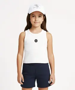 White Cotton Girls Tank Top
