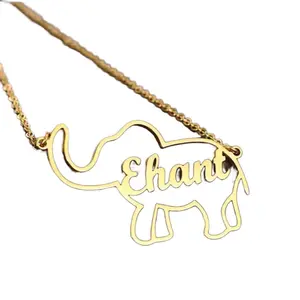 Elephant Necklace with Custom Name
