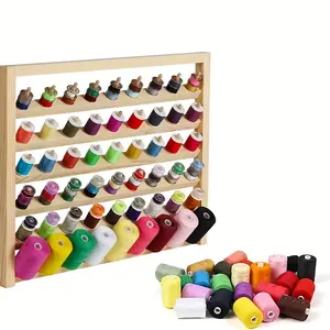 A Wall-Mounted Folding Wooden Thread Spool Rack for Sewing Threads, Waxed Threads, Bobbins, And Yarn Storage, Also Suitable for Wig Stands, Utility Racks, Display Holder