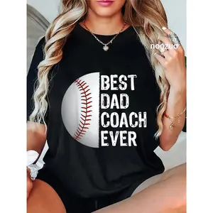 100% Cotton Best Dad Coach Ever Funny Baseball for Sport Lovers T-Shirt