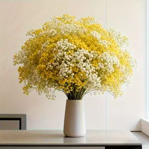 60 artificial baby's breath flowers, realistic yellow and white baby breathing artificial flowers for spring, perfect for DIY wedding season decorations—bridal bouquets and centerpieces (Easter/Christmas) graduation gifts, Lifelike Artificial Flower