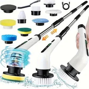 2026 New Electric Spin Scrubber, Powerful Brush for Bathroom, Bathtub, Shower, Floors, And Cars, USB Rechargeable, Dual-Speed Detachable Telescopic Handle, Comes with 8 Replaceable Brush Heads And 1 Gap Brush, Mother'S Day Gift