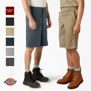 DICKIES Loose Fit Flat Front Work Shorts 13 Inch Mid Waist Knee Length with Multiple Pockets for Comfort and Versatility