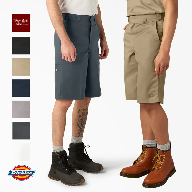 DICKIES Men's Poly-Cotton Loose-Relaxed Fit 13-in Mid-Waist Flat-Front Multi-Pocket Durable Comfortable Basic Work Shorts, Cold Wash, Work-to-Outdoors Use, Plus Size, Casual Ease, Mid Waist Men's Shorts