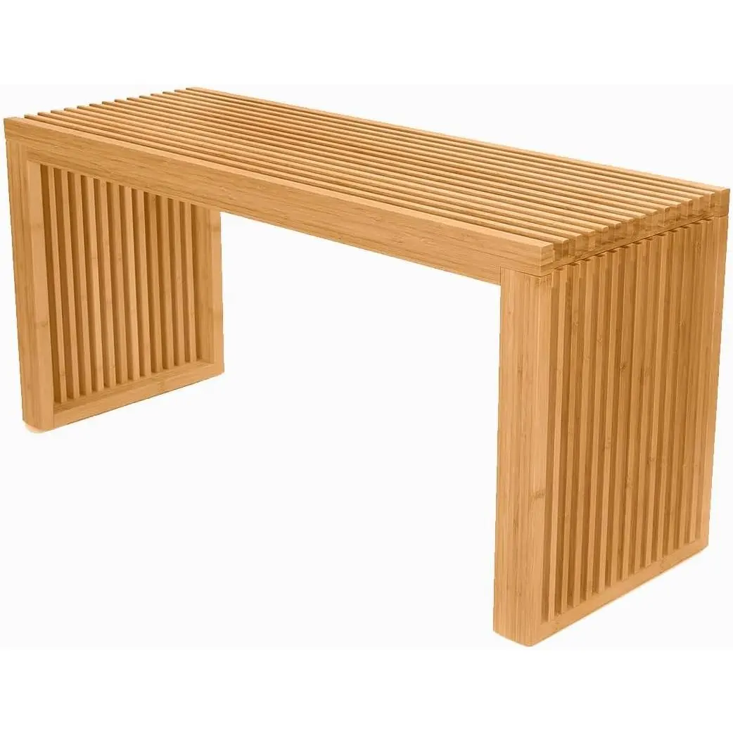 Bamboo Dining Bench, 35 Inch Farmhouse Decor Indoor Kitchen Table Bench with Outdoor & Entryway Functionality