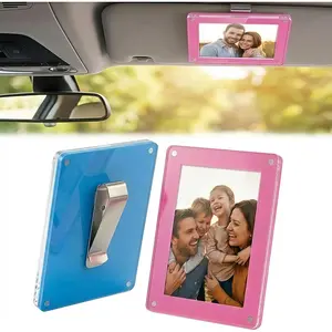 Personalized  Picture Holder for Visor,2Pcs   Photo Clip Frame, 3.54 inch Clear Sun Visor Picture Frame,  Accessories Interior for Men Women, Holds Family Pictures