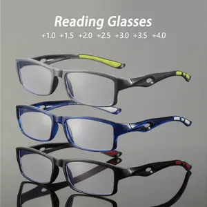 Men's Plastic Square Reading Glasses, 3 Pairs Casual Lightweight Comfortable Fashion Eyewear, Home Wear, Simple Design