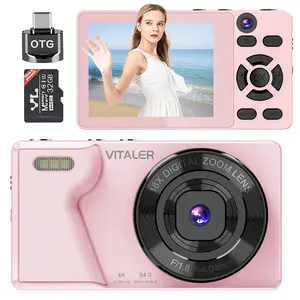 Dual-camera adult digital camera, 1 retro CCD card camera, entry-level digital camera, 4K HD built-in portrait and beauty filter function camera, mini digital portable HD camera, digital zoom camera, portable Vlog camera