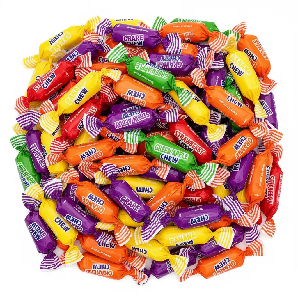 Fruit Chews Candy Assorted Fruity Soft Chewy Wrapped Candy Snack Mix