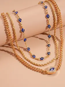 Evil Eye Pendant Necklace Set, Lucky Amulet Accessory, Unisex Fashion Jewelry for Daily Wear, Three-Piece Charm Gift