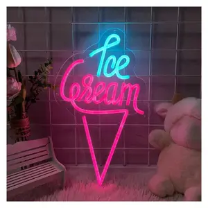 Sign Illuminated USB Powered Ice Cream Neon Lights Wall Art Decoration Lamps Welcome Signs Light 24cm×40cm
