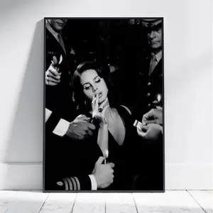 Lana Fan Art Poster No Frame, Cinematic Black and White Vintage Wall Art, Music Inspired Bedroom Decor, Aesthetic Print