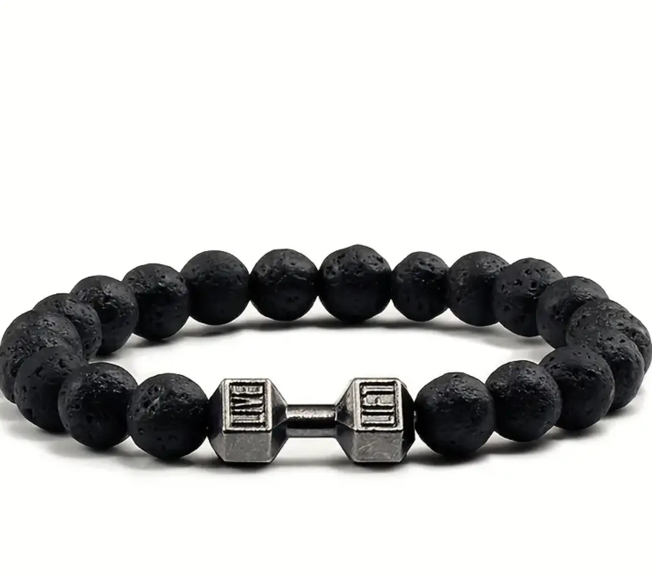 Black Weathered Stone Wristband Adjustable Barcelets For Women Men