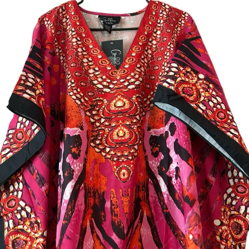 2025 New Kaftan Dresses Free Size Women's Casual Wear Comfortable Fit for All Occasions Summer Beach Vacations Home Wear Red Patterned Design