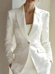 Women's Long Sleeve Bubble Blazer Jacket, Spring Fashion Streetwear Design, Commuter Style Outerwear for Women