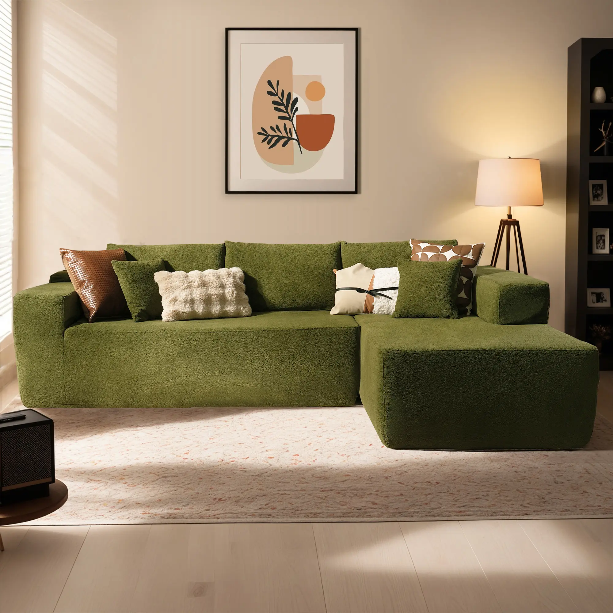 Green Cloud Velvet Right Chaise