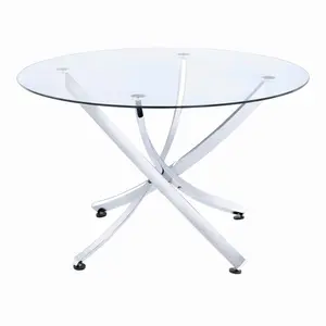 Beckham Round Dining Table Chrome and Clear 106440 Coaster