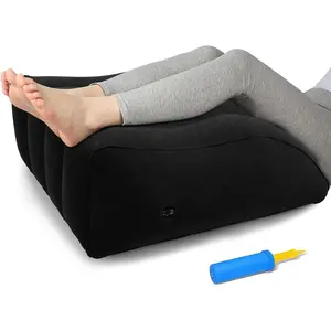 Inflatable Leg Elevation Wedge Pillow Portable for Sleeping Improve Circulation Reduce Swelling for Recovery Pregnant (Black)