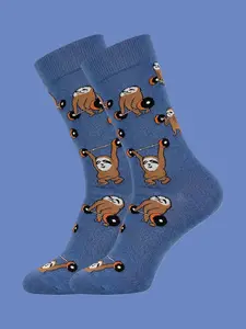 Unisex Fitness Sloth Lifting Dumbbell Socks, Athletic Socks, Fun Cartoon Animal Design, Breathable Comfort, Casual Fashion for All Seasons