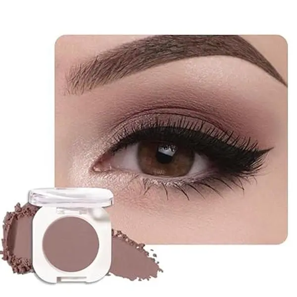 Light Cocoa Matte Eyeshadow, Brown Taupe Coffee Single Eyeshadow Palette Makeup, Neutral Powde Eye Shadow for Mature Skin, Pigmented Waterproof, Vegan & Cruelty-Free