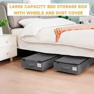 Large Capacity Portable Foldable Collapsible Storage Box with Wheels, Durable Under Bed Organizer, Ideal for Clothes, Blankets, Toys, Home Use, Bedroom Storage Organizer, Collapsible Storage Bins