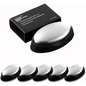 5 Packs Stainless Steel Bar Soap, Metal Soap Bar Odor Removing Bar, Remove Odor of Onion, Garlic and Fish