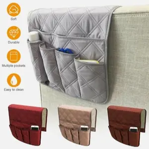 TV Remote Control Organizer Holder for Sofa Recliner Chair Arm Rest 5 Pocket Bag Soft Durable Easy to Clean Multiple Pockets