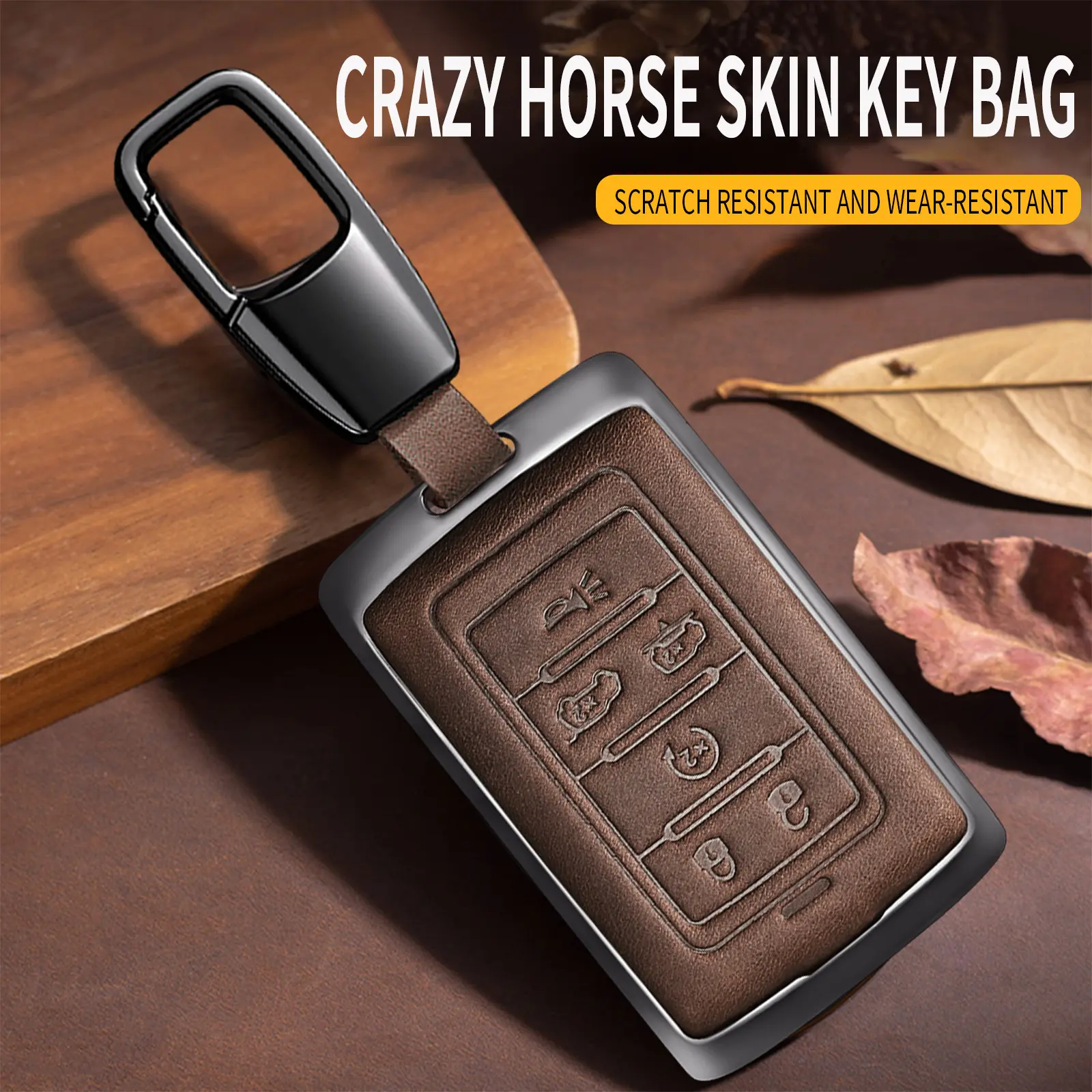 Genuine Leather Smart Key Fob Case - Jeep Compatible: Wagoneer, Grand Wagoneer, Grand Cherokee 2022-2025